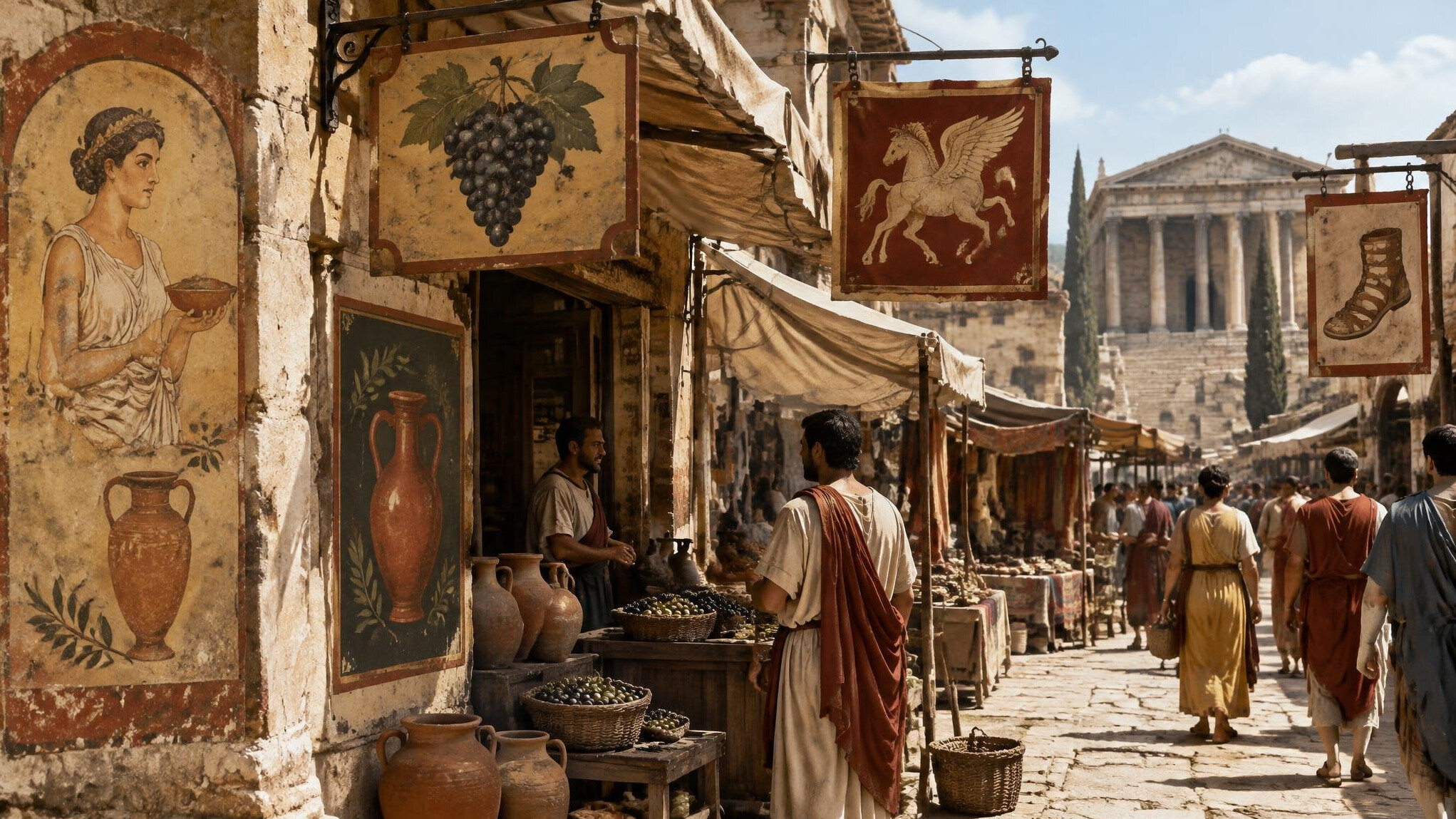 ancient roman marketplace signs