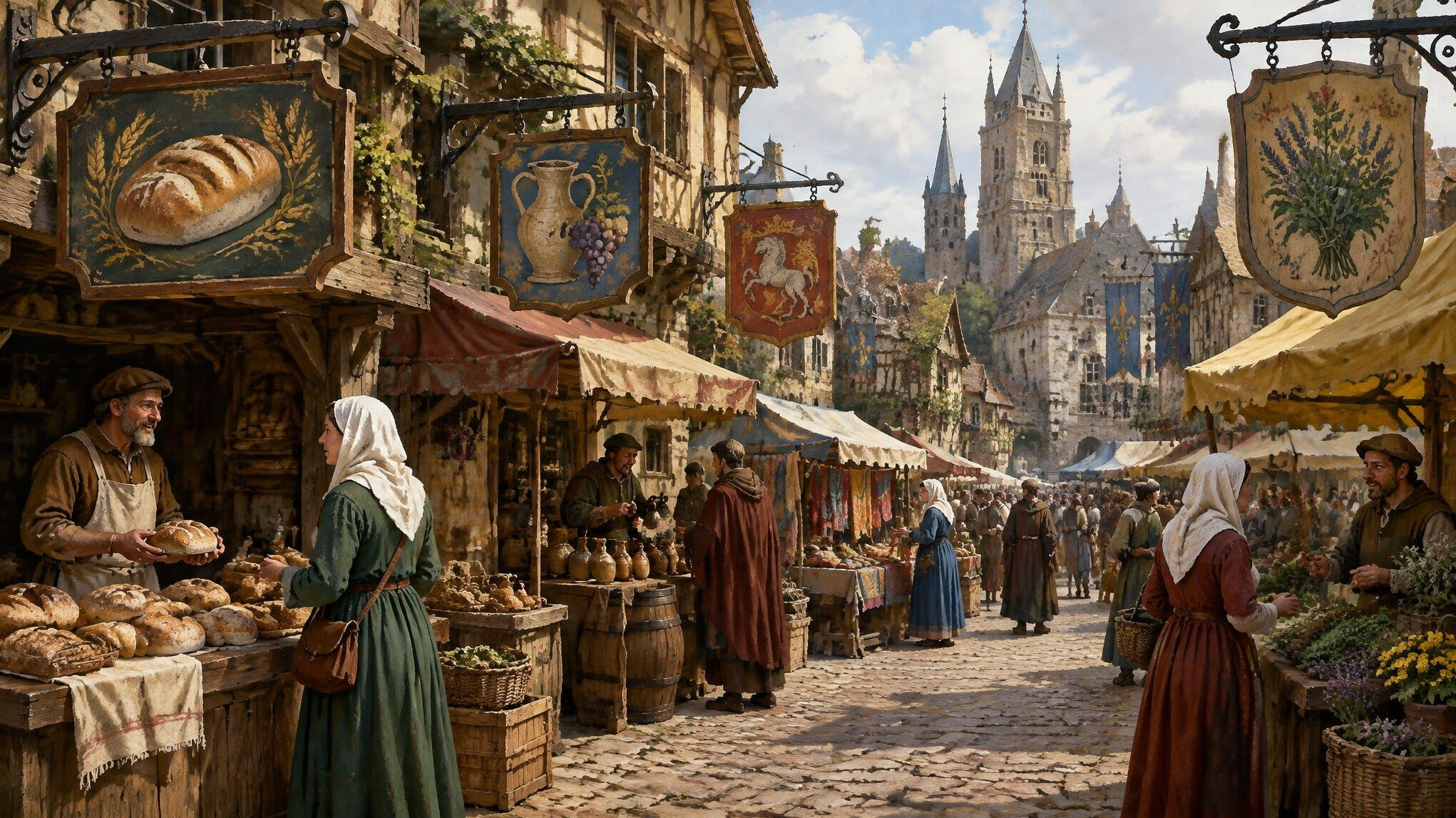 medieval market traders